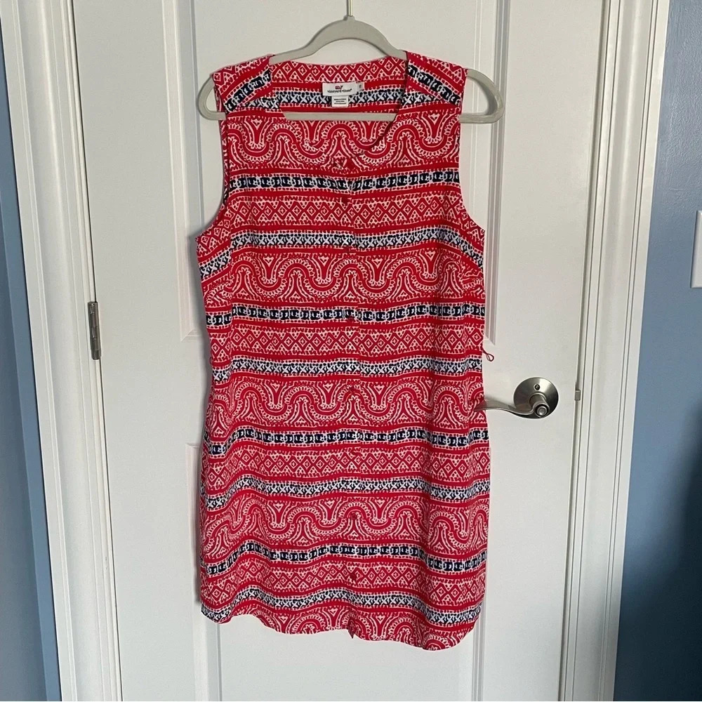 Vineyard Vines Geometric Print Button Down Dress 29067